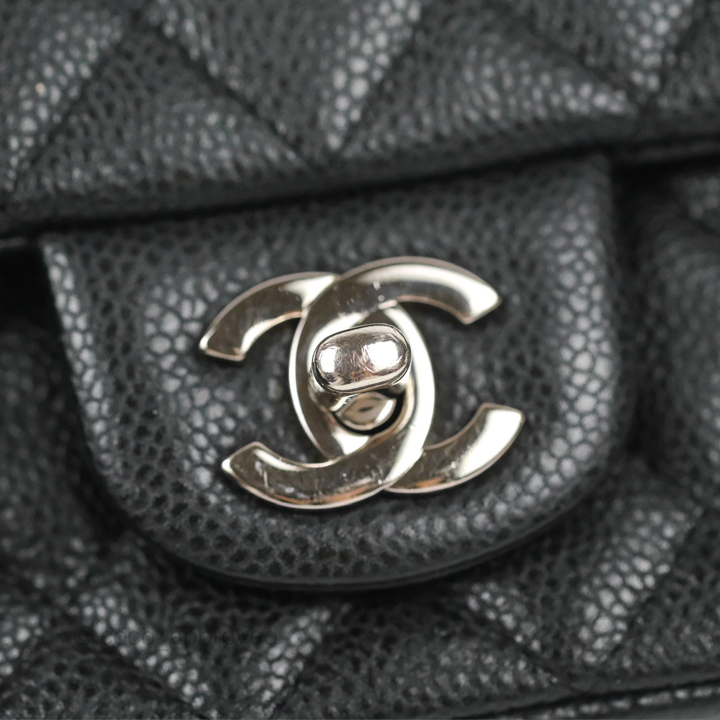 Chanel Quilted Mini Rectangular Flap Black Caviar Silver Hardware