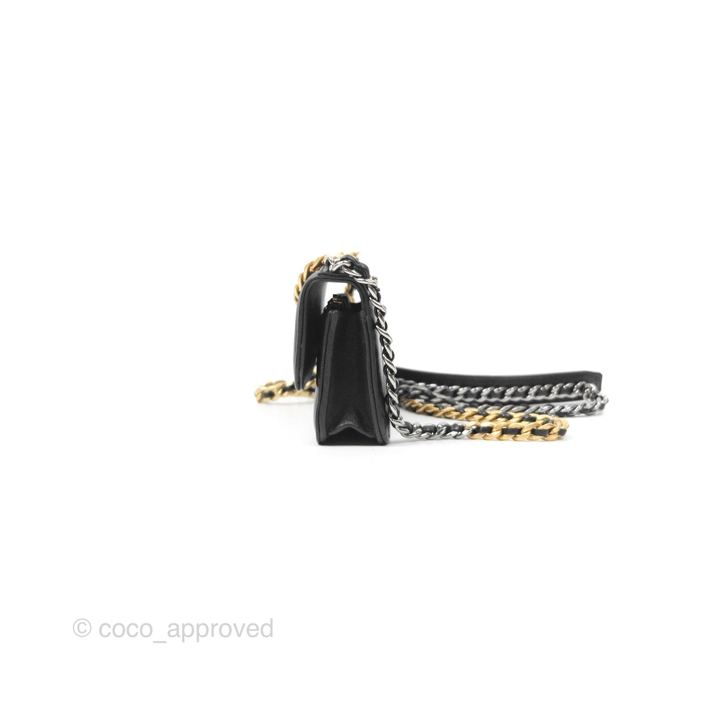 Chanel 19 Mini WOC Flap Phone Holder Black Lambskin Mixed Hardware