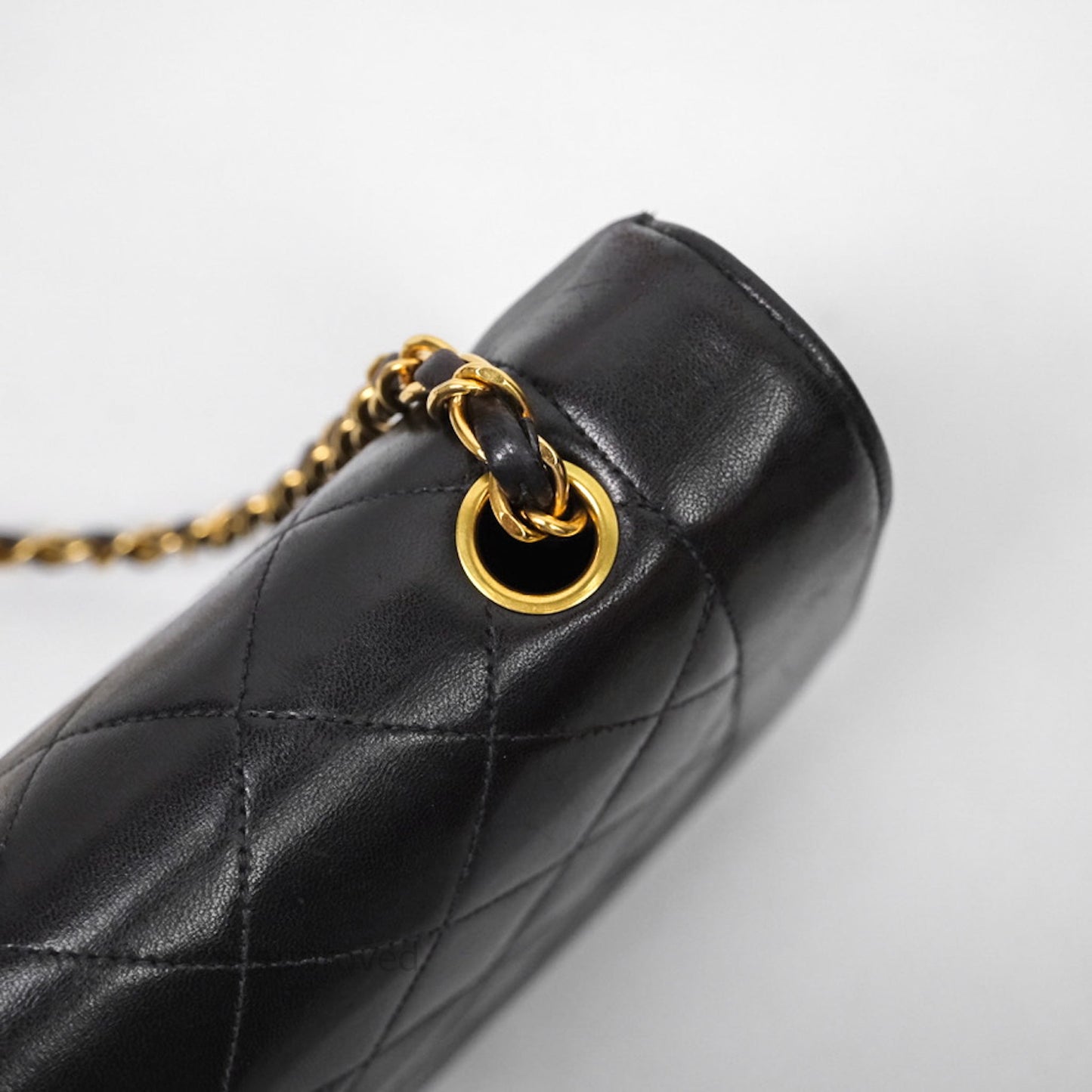 Chanel Vintage Medium Classic Diana Flap Bag Black Lambskin 24K Gold Hardware
