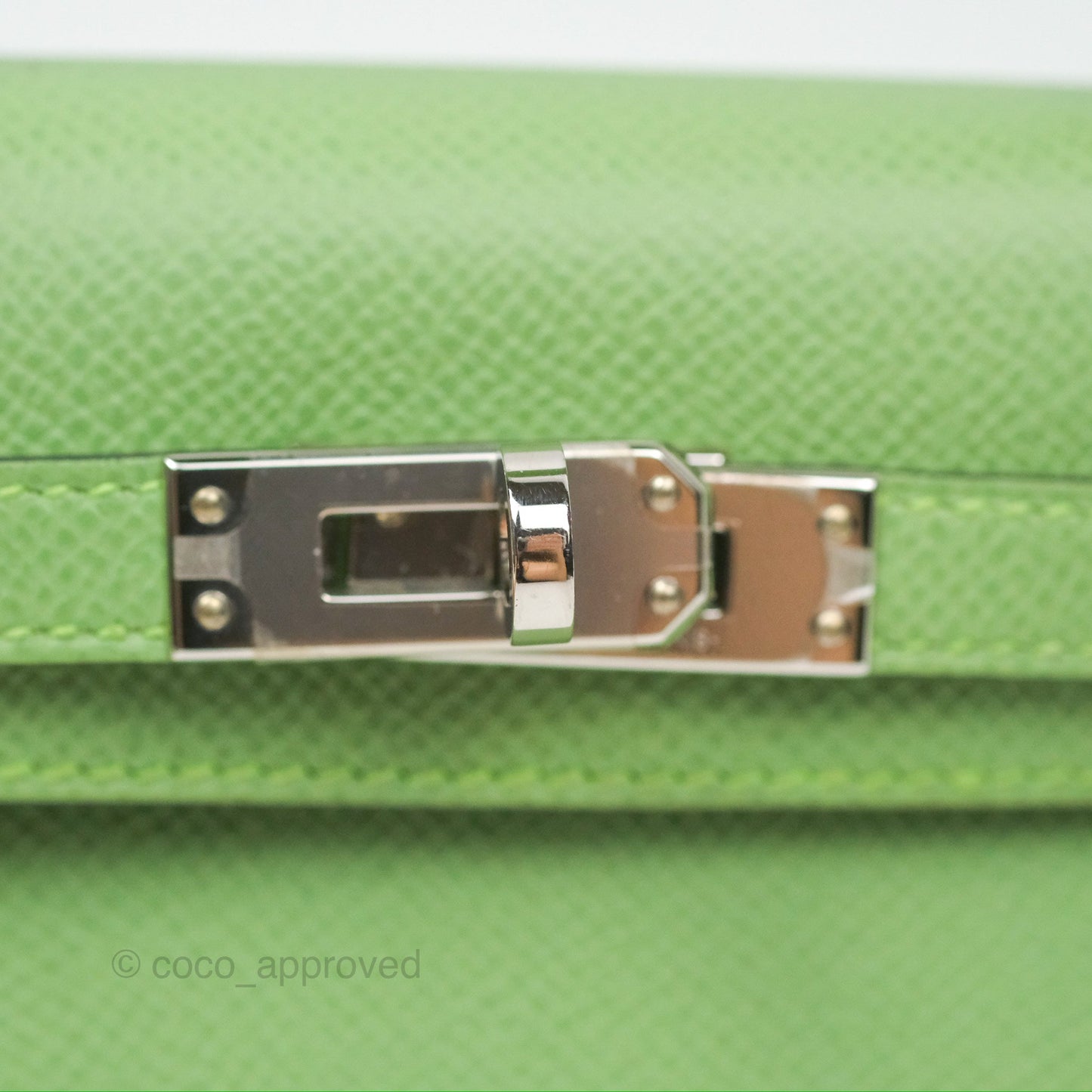 Hermès Mini Kelly II Vert Criquet Epsom Palladium Hardware