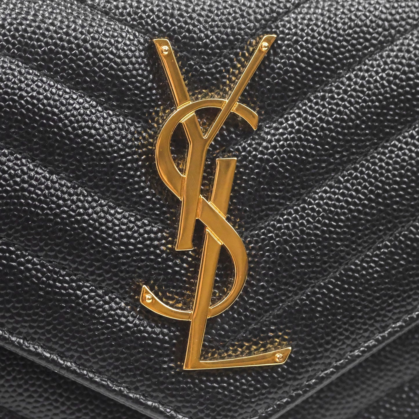 Saint Laurent Cassandre Matelasse Large Flap Wallet Black Grain De Poudre