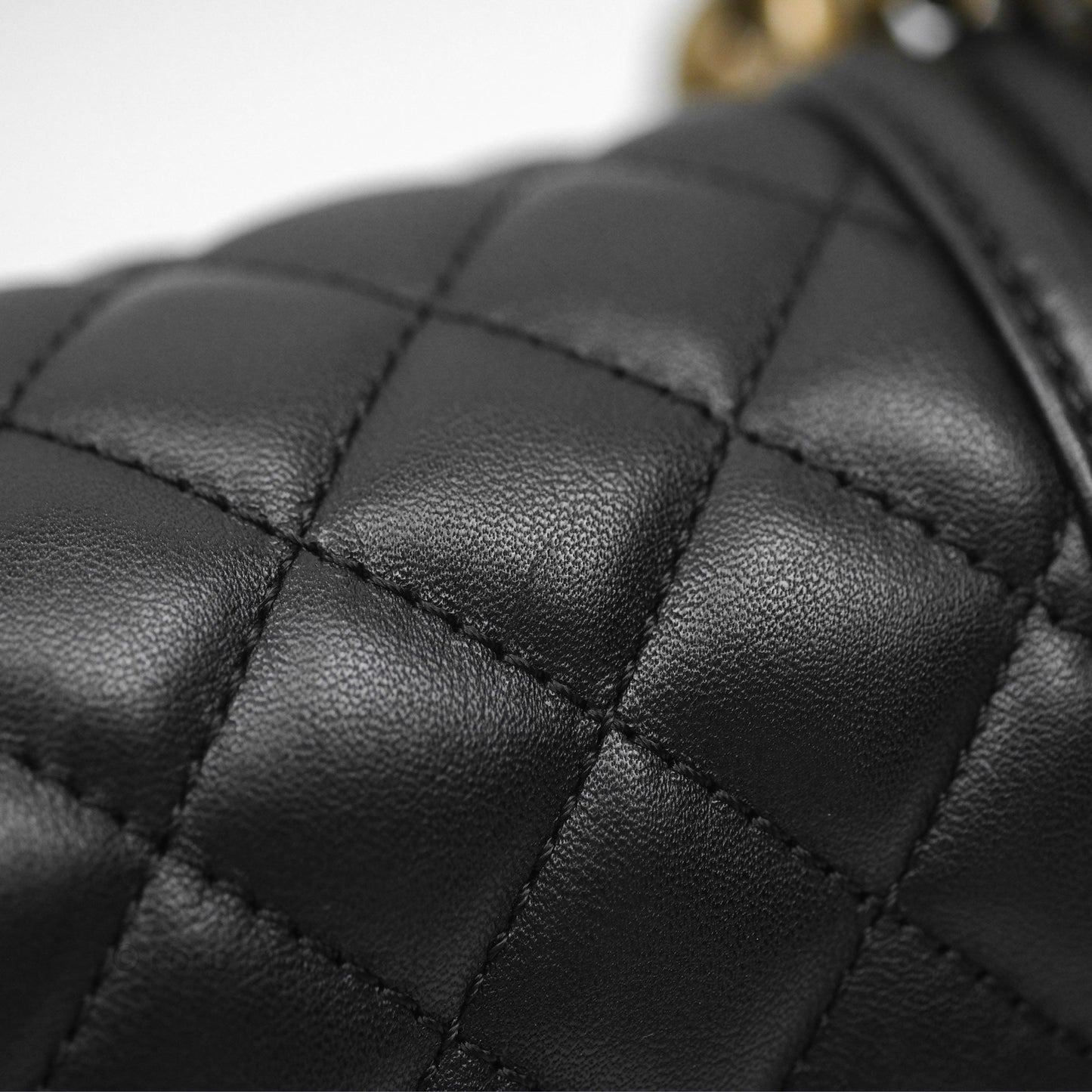 Chanel Small Boy Black Lambskin Aged Gold Hardware