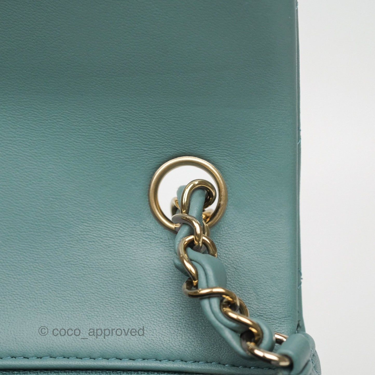 Chanel Quilted Mini Rectangular Flap Turquoise Blue Lambskin Gold Hardware