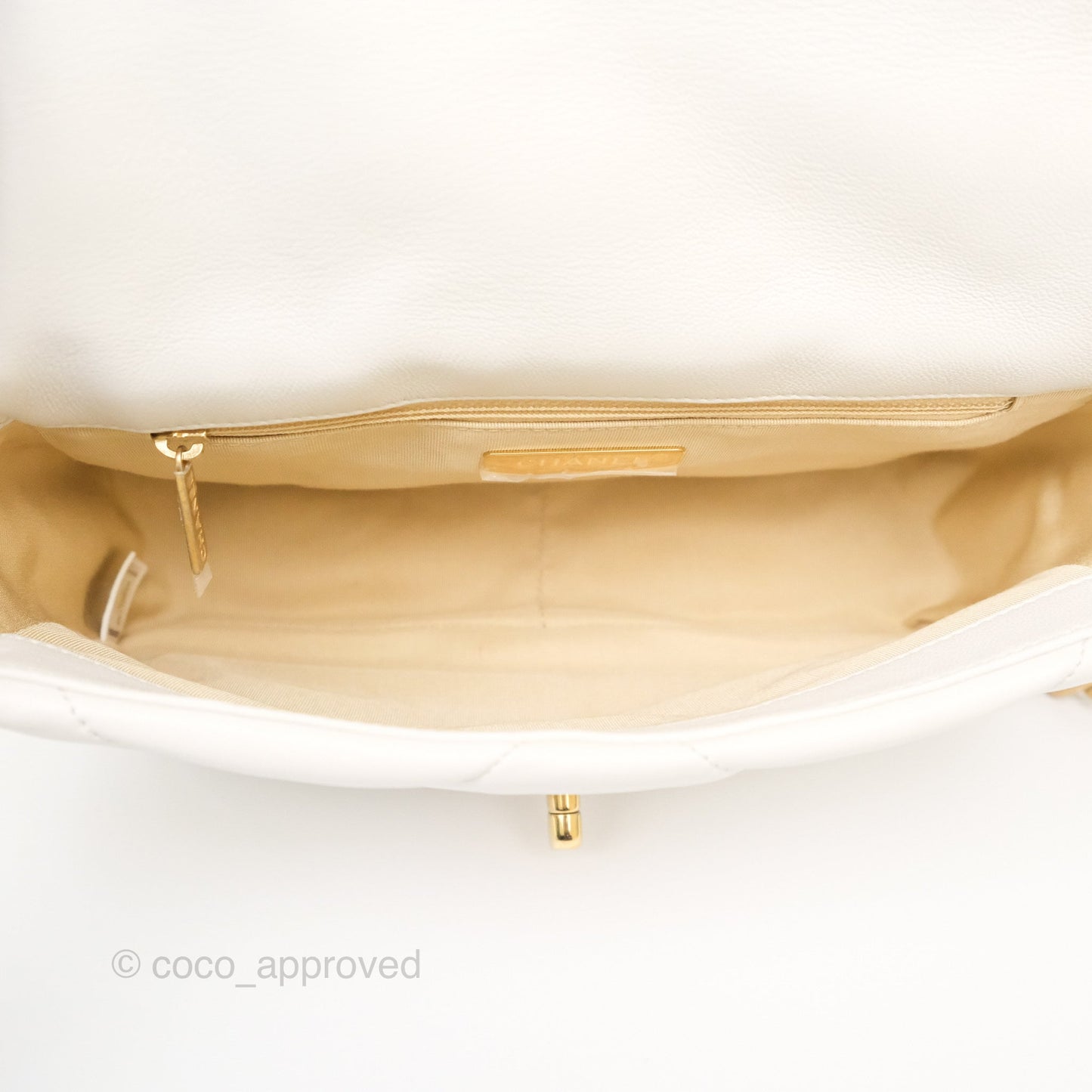 Chanel 19 Small Pearly White Mixed Hardware