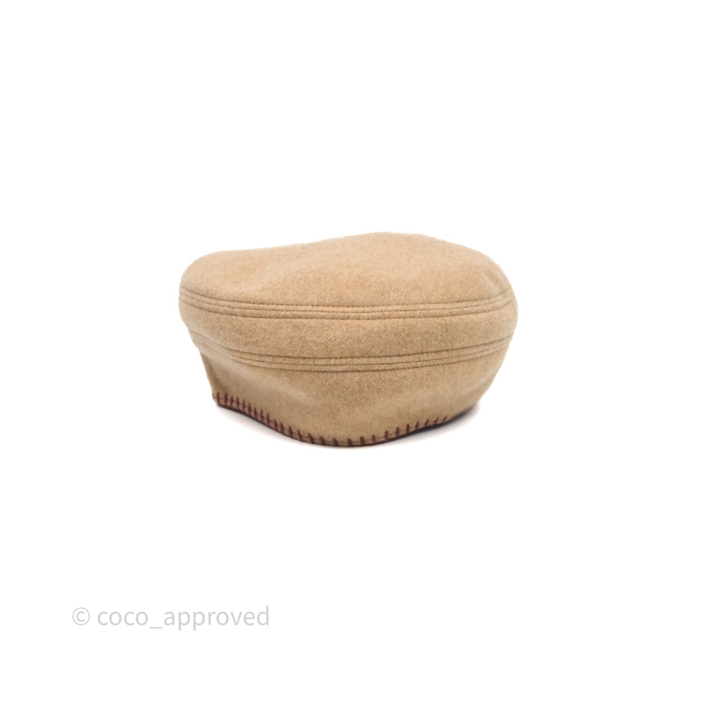 Hermès Saint Honore Beret Cashmere Biscuit 48/ Rouge H 55