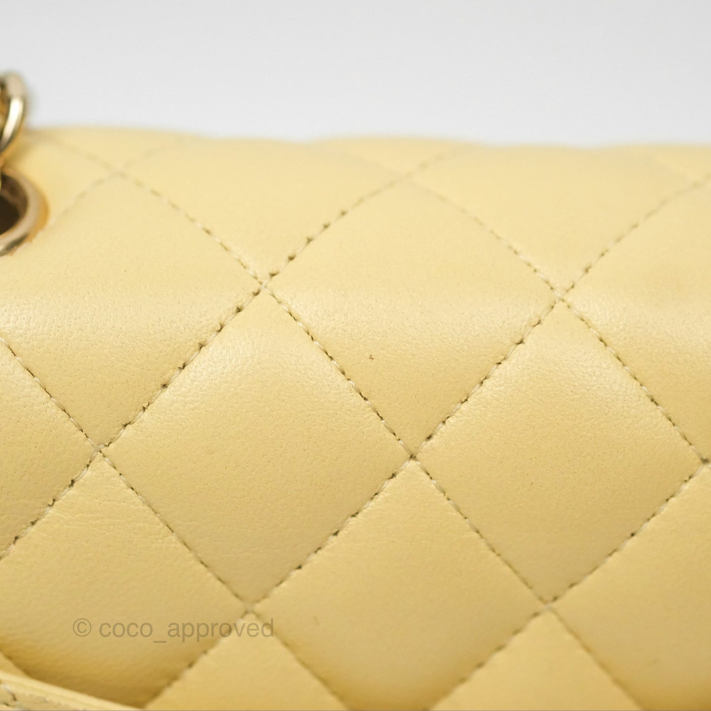 Chanel Mini Square Quilted Yellow Lambskin Gold Hardware
