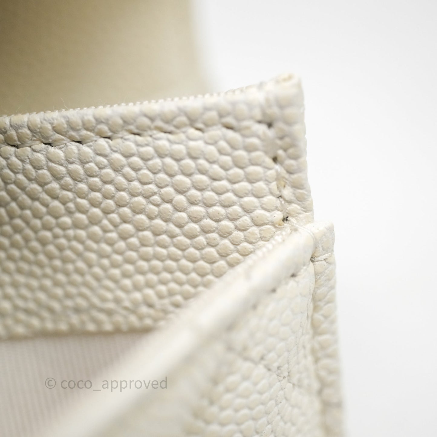 Chanel Quilted Classic Flap Card Holder White Caviar Gold Hardware