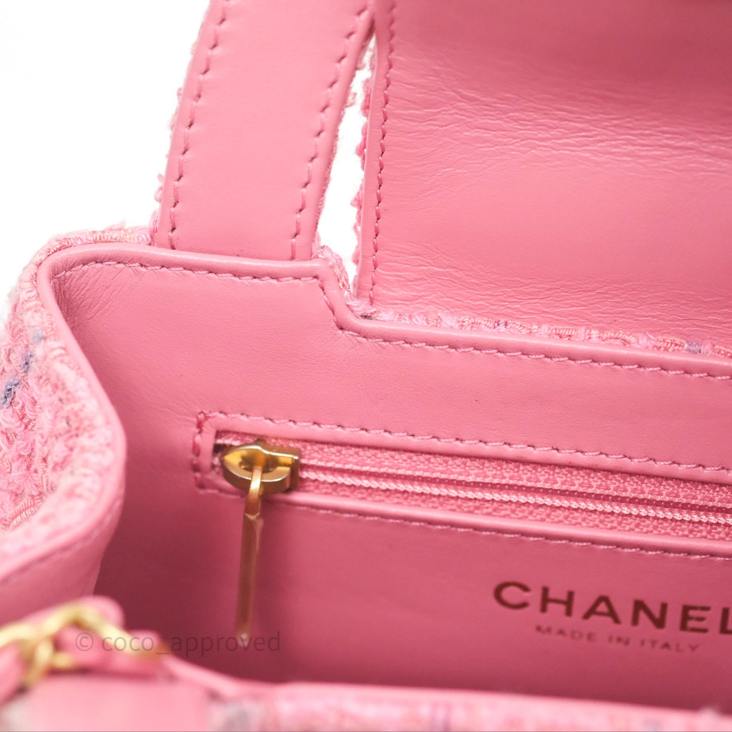 Chanel Kelly Bag Pink Tweed Aged Gold Hardware