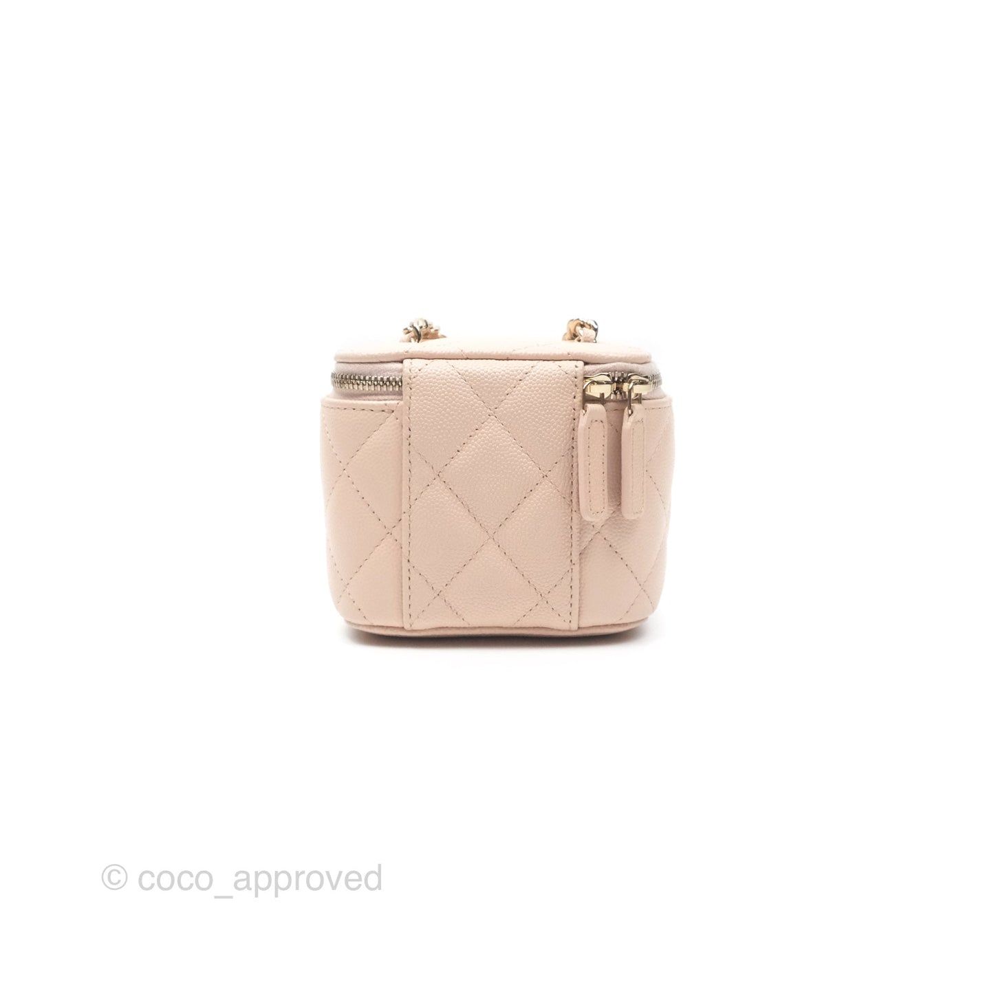 Chanel Mini Vanity With Chain Beige Pink Caviar Gold Hardware
