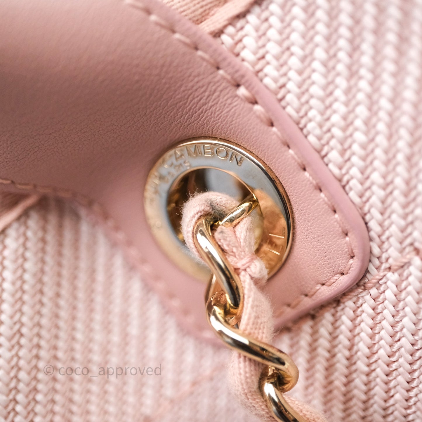 Chanel Large Deauville Tote Pink Canvas Gold Hardware