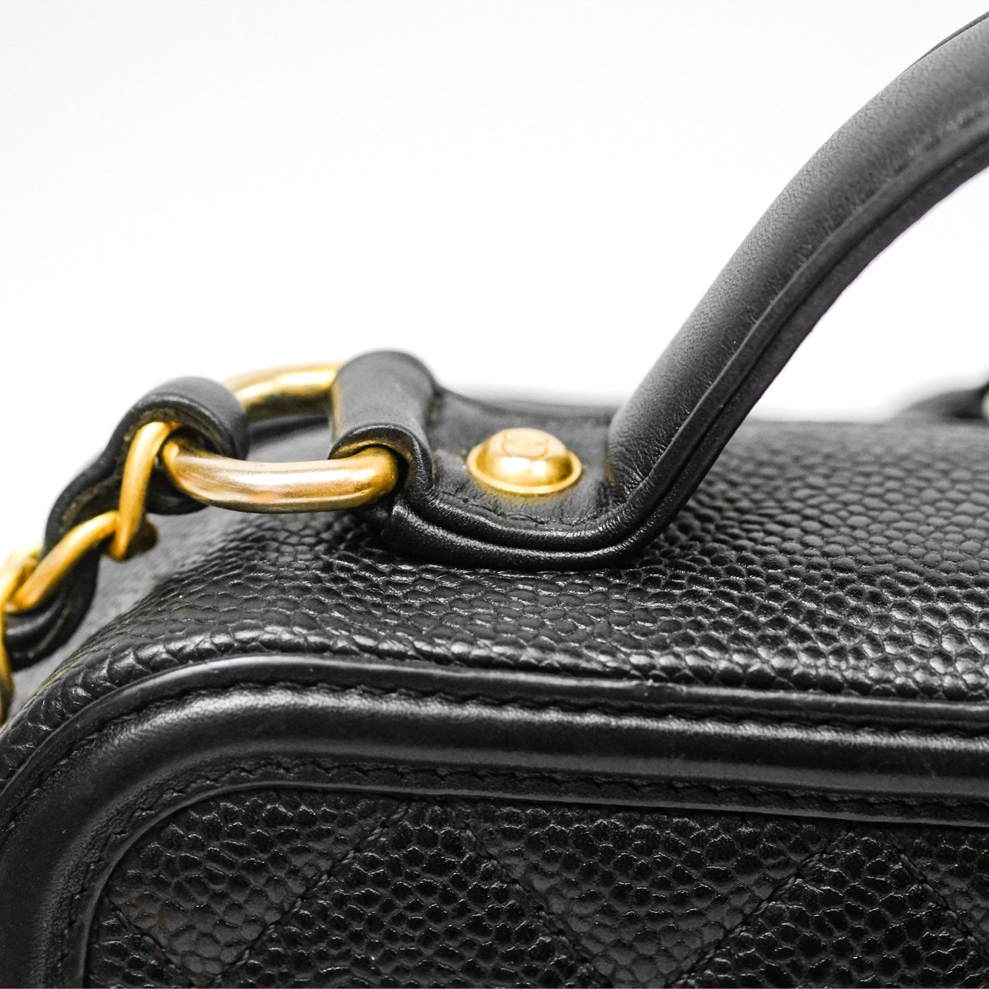 Chanel Quilted Medium CC Filigree Vanity Case Black Caviar Gold Hardware