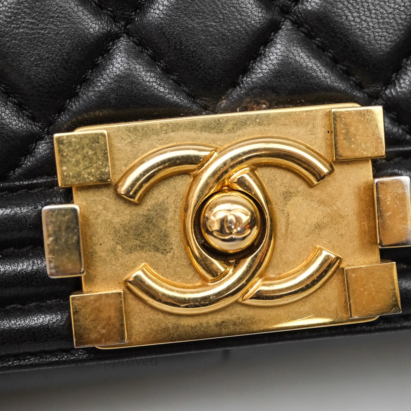 Chanel Medium Boy Quilted Black Lambskin Aged Gold Hardware