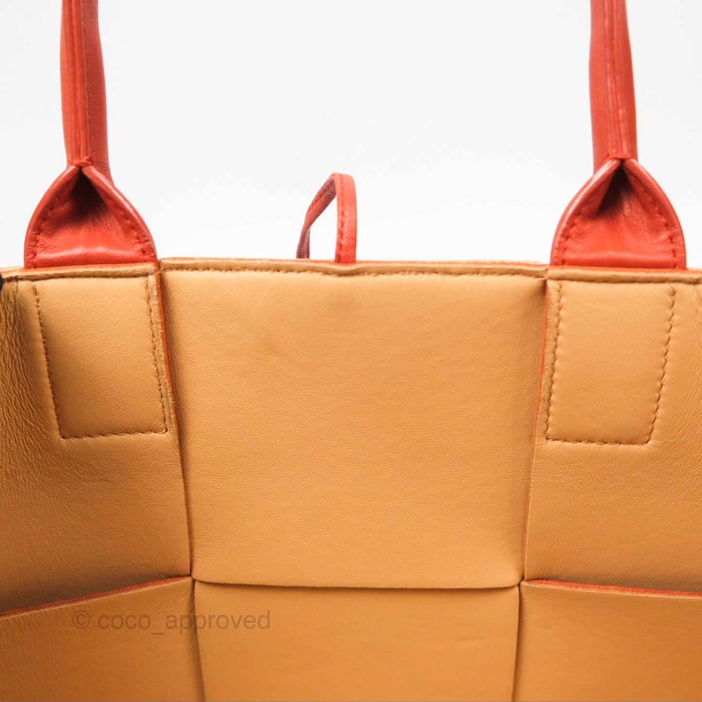 Bottega Veneta Small Arco Tote Bag Dark Orange Micro Intreccio Lambskin