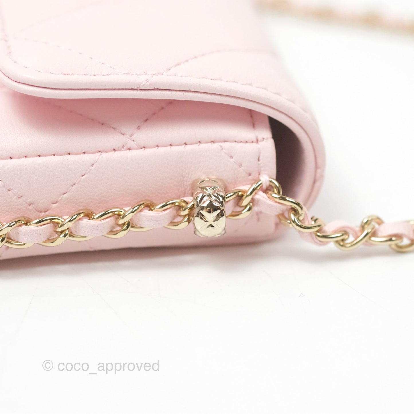 Chanel Mini Chain Around Clutch With Chain Pink Lambskin Gold Hardware