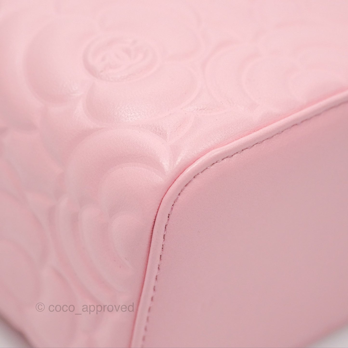 Chanel Vanity with Chain Camellia Embossed Pink Lambskin Gold Hardware