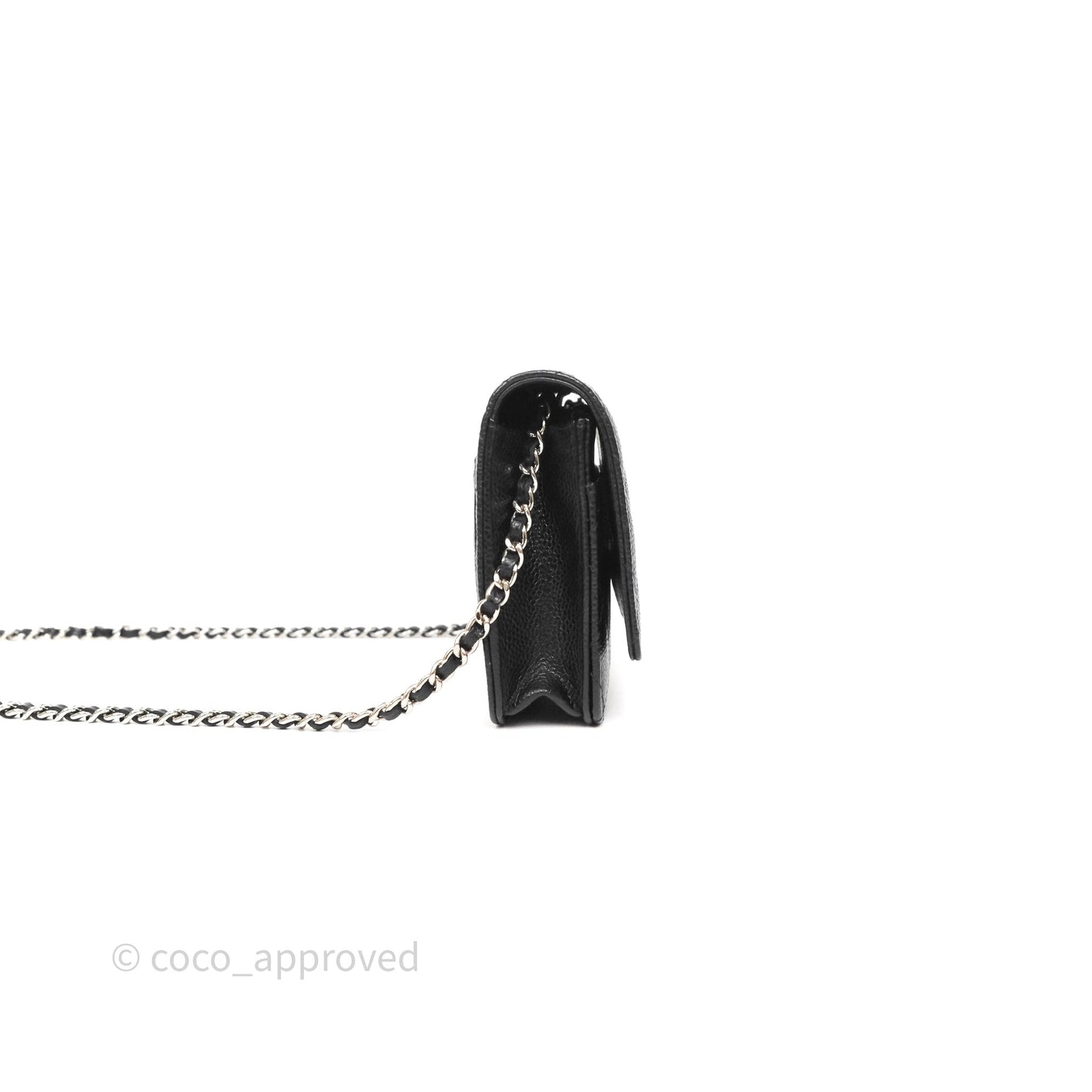 Chanel Classic Wallet On Chain WOC Quilted Black Caviar Silver Hardware