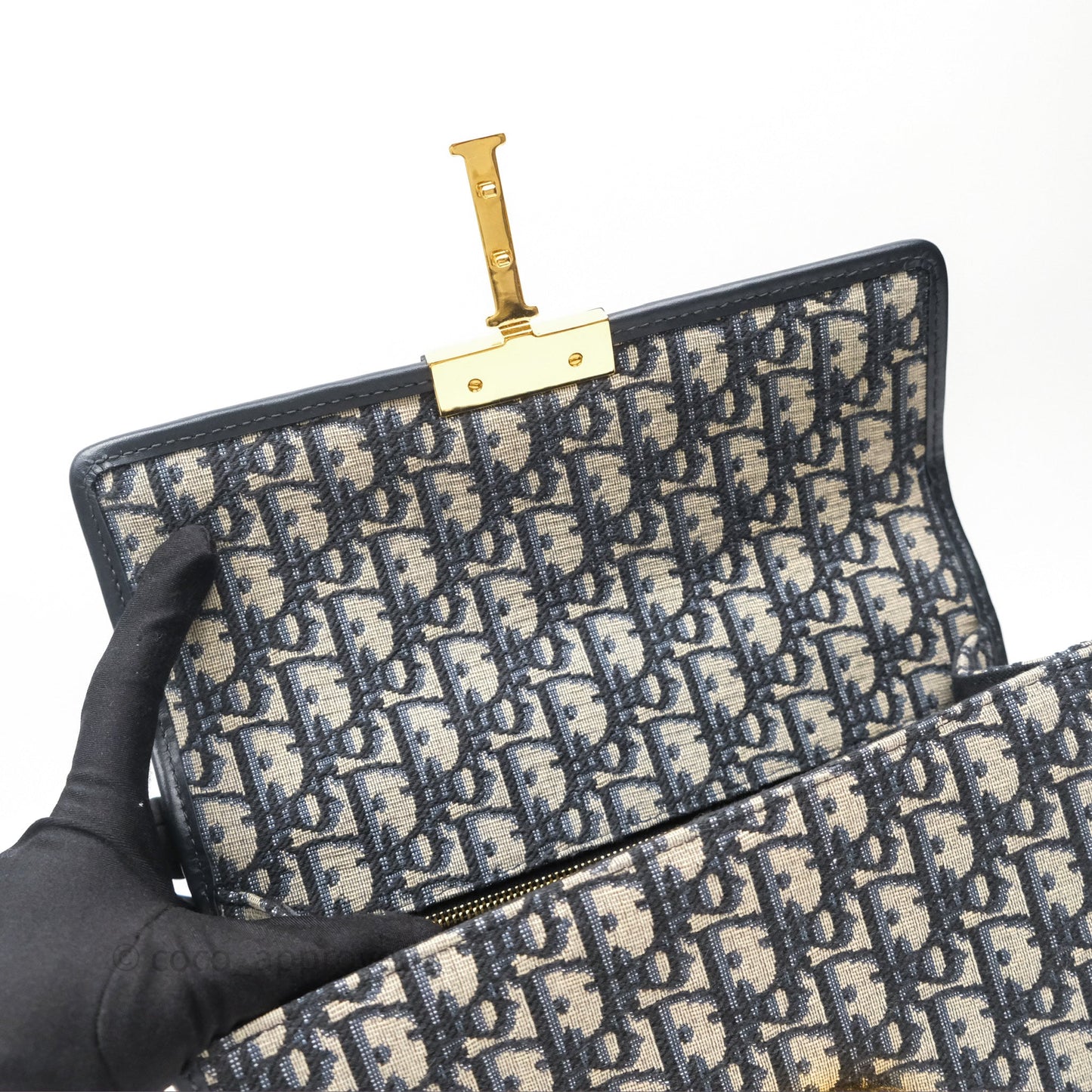 Christian Dior 30 Montaigne Chain Bag Blue Dior Oblique Jacquard