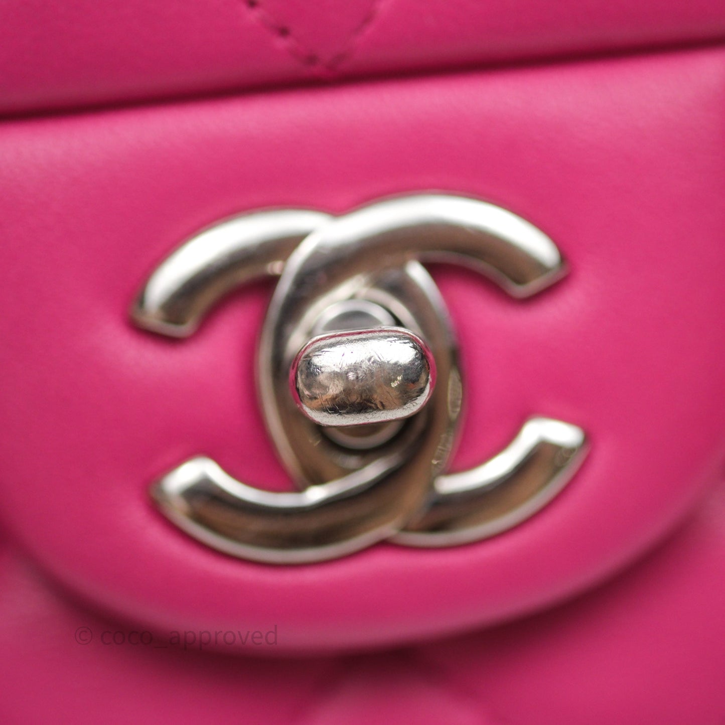 Chanel Mini Rectangular Quilted Dark Pink Lambskin Silver Hardware