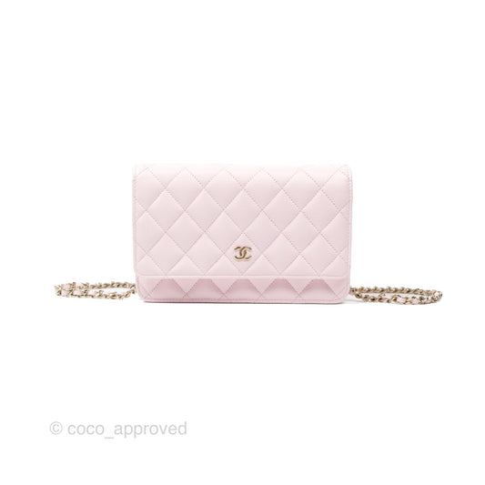 Chanel Classic Quilted Wallet On Chain WOC Sakura Pink Caviar Gold Hardware