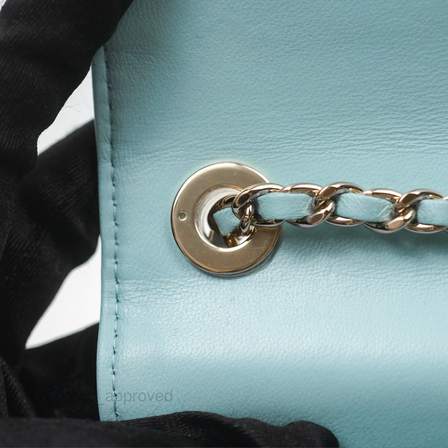 Chanel Mini Quilted Trendy CC Clutch With Chain Tiffany Blue Lambskin Gold Hardware