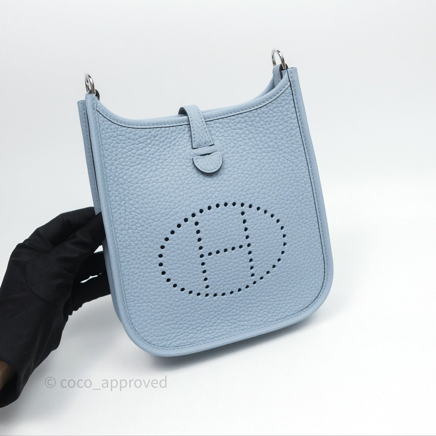 Hermès Mini Evelyne 16 Amazone Bleu Lin Taurillon Clemence Palladium Hardware
