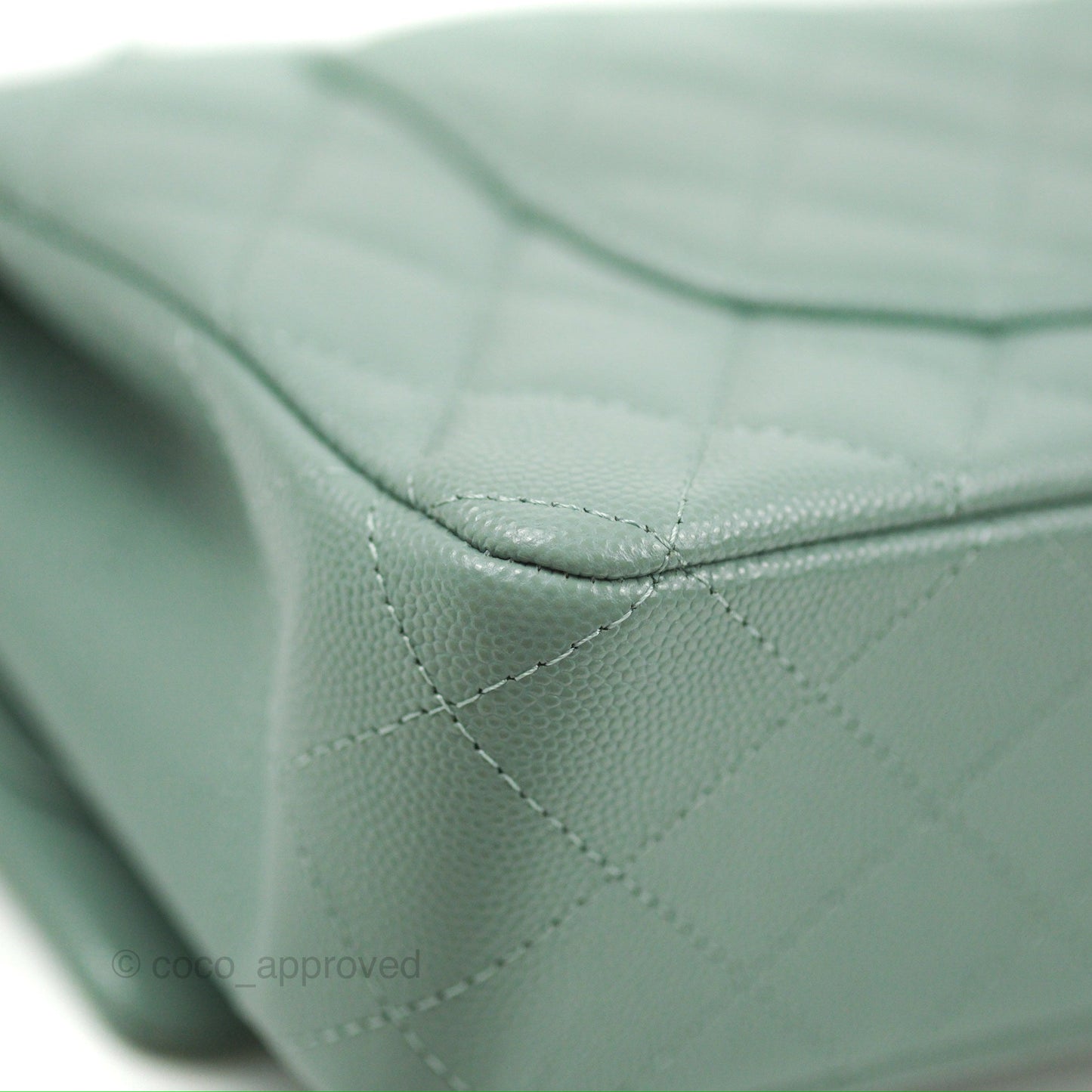 Chanel Classic M/L Medium Flap Quilted Tiffany Green Caviar Gold Hardware