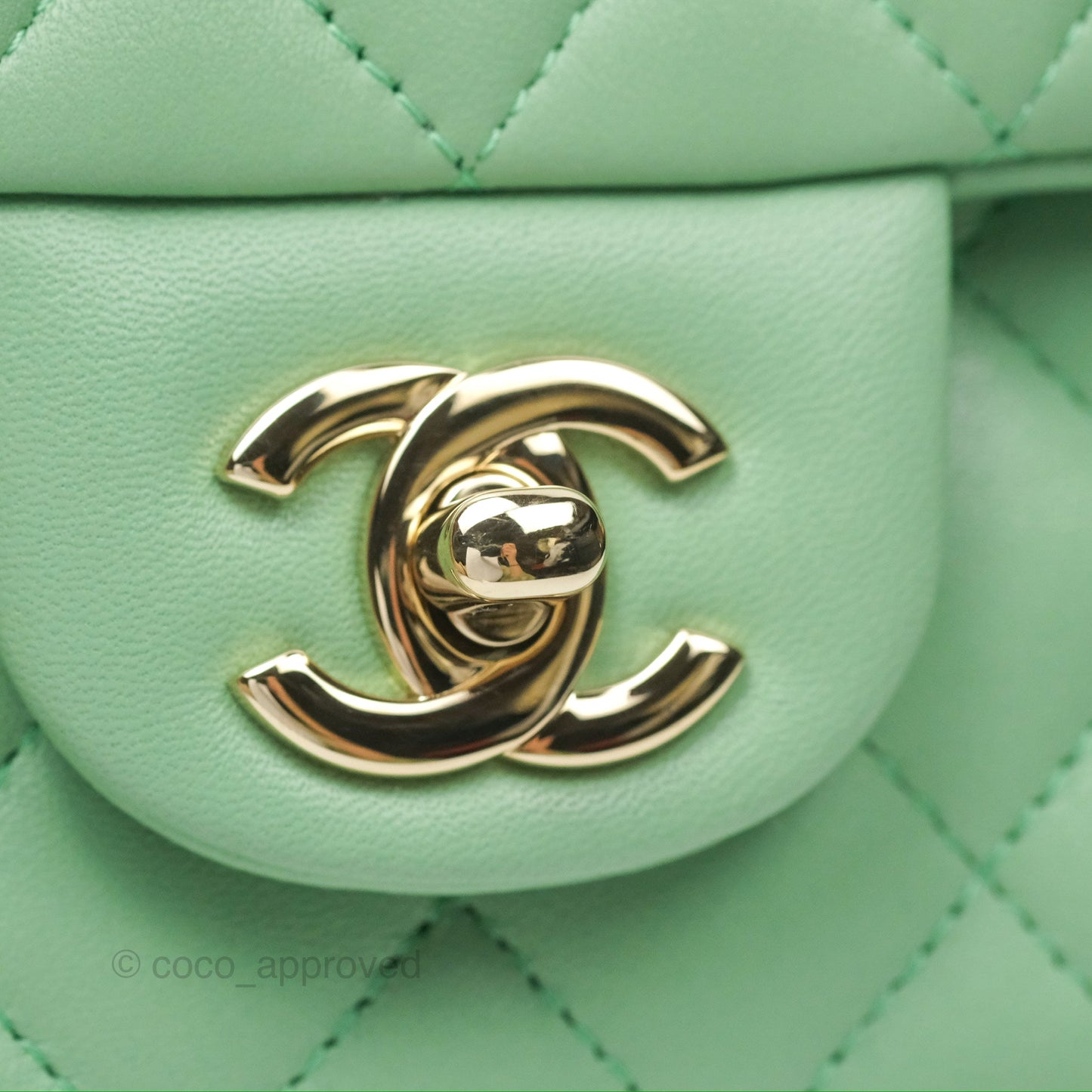 Chanel Top Handle Mini Rectangular Flap Bag Avocado Green Lambskin Gold Hardware