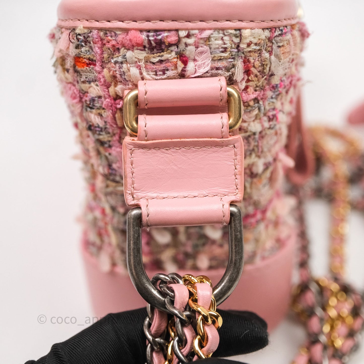 Chanel Small Gabrielle Hobo Quilted Pink Tweed Aged Calfskin