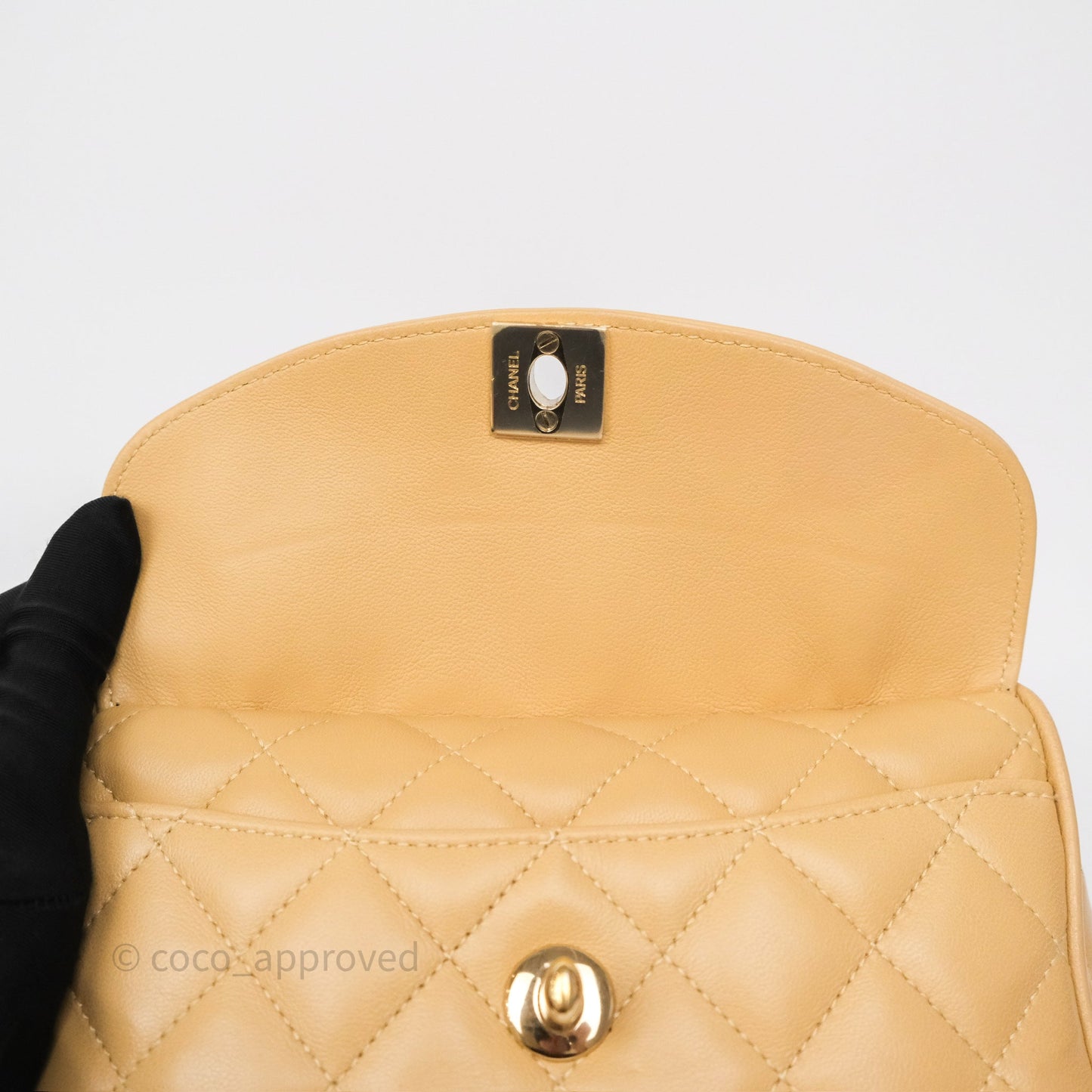 Chanel Coco Vintage Camera Case Beige Calfskin Gold Hardware