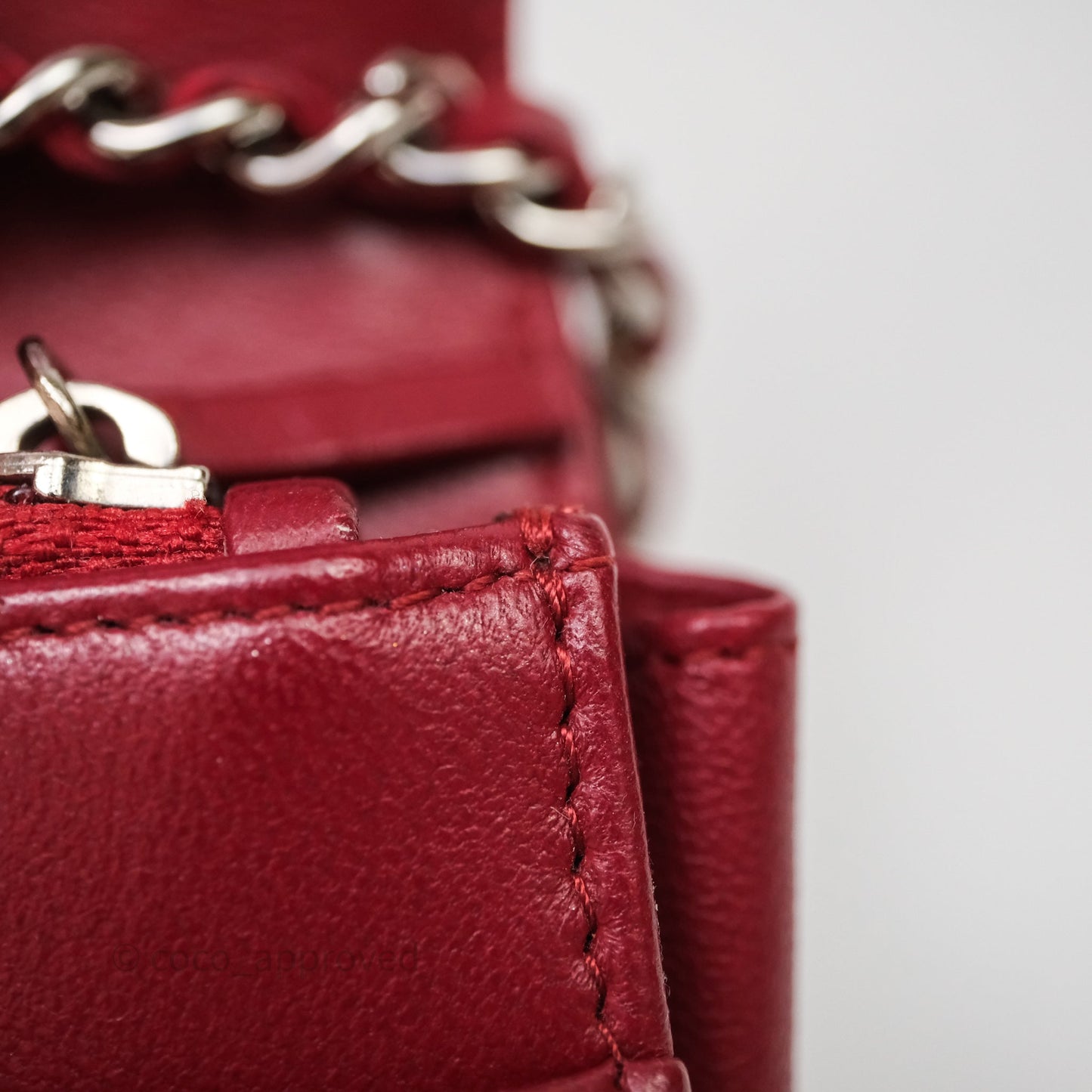 Chanel Quilted Wallet on Chain WOC Red Lambskin Silver Hardware