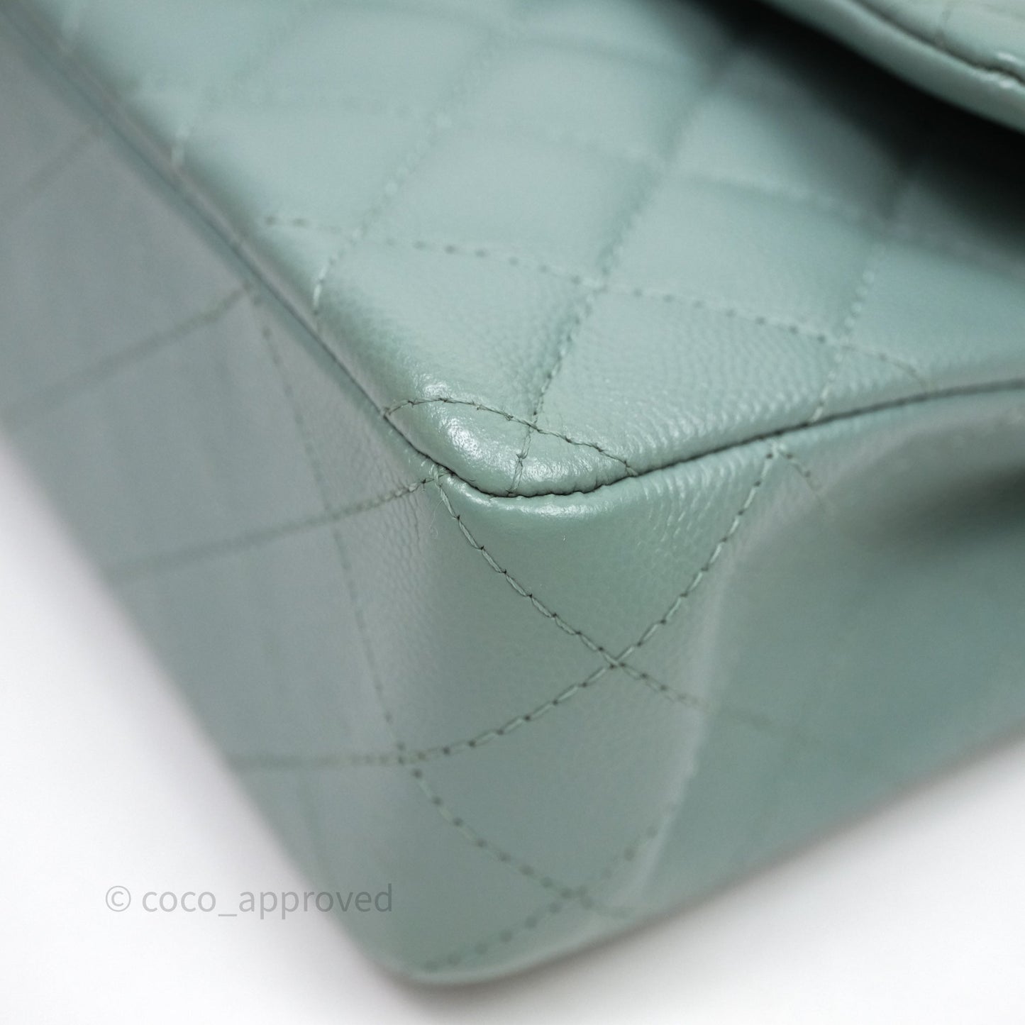 Chanel Small Quilted Classic Flap Tiffany Green Cavier Gold Hardware