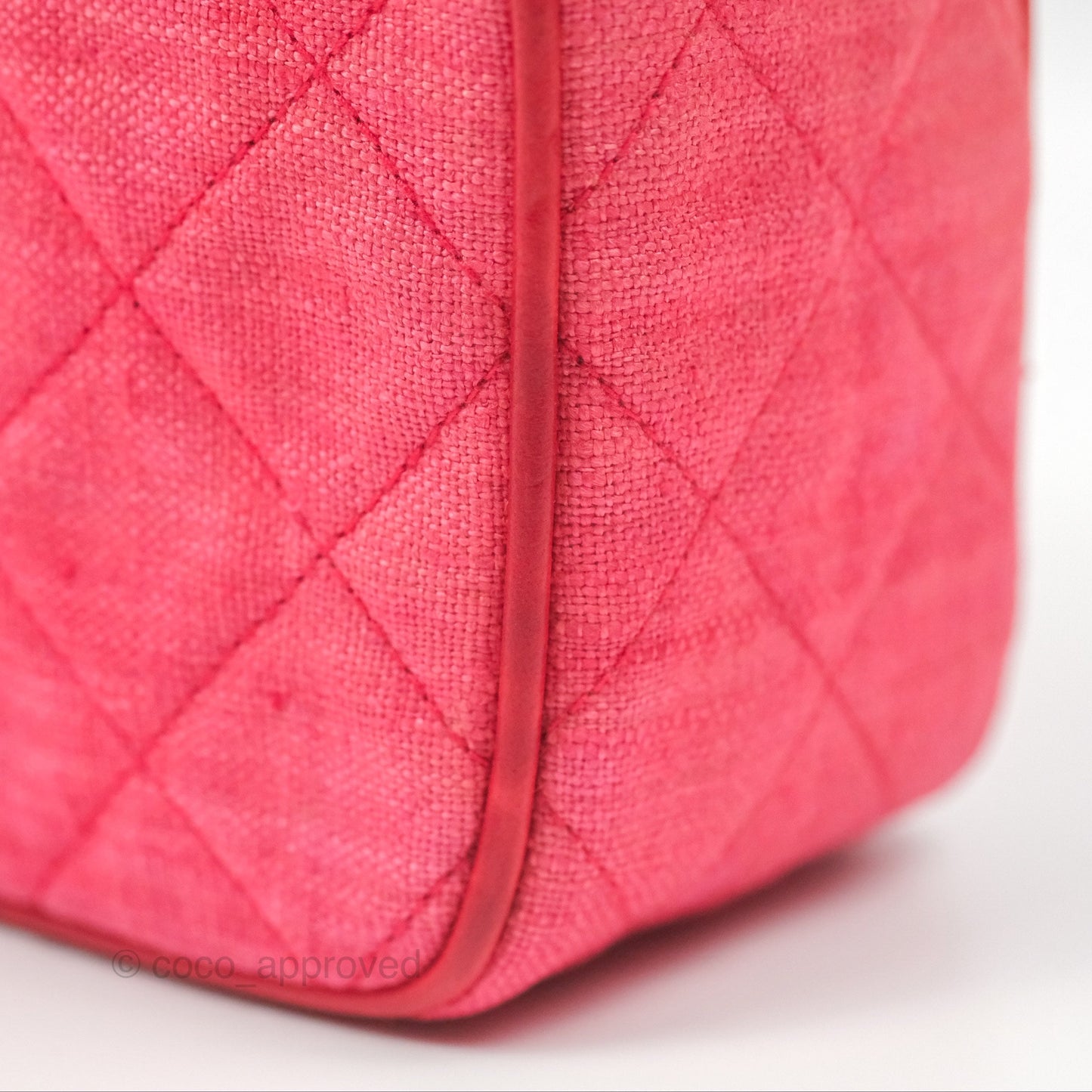 Chanel Vintage Small Tassel Camera Bag Dark Pink Canvas Gold Hardware