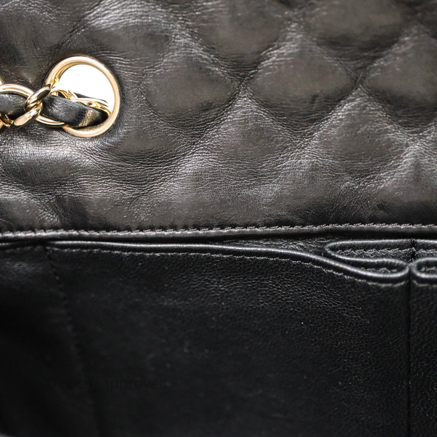 Chanel Quilted East West With Charm Flap Bag Lambskin Black Gold Hardware