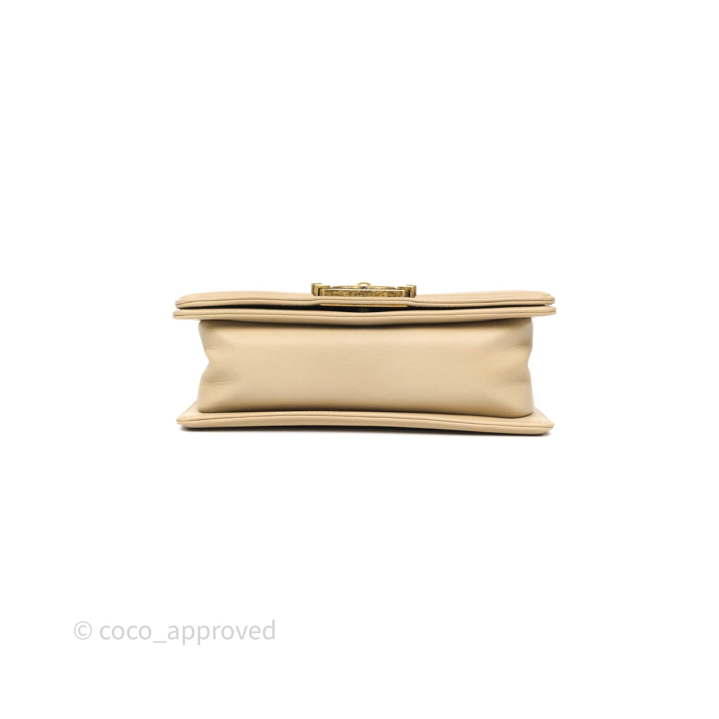 Chanel Small Boy Stingray Beige Antique Gold Hardware