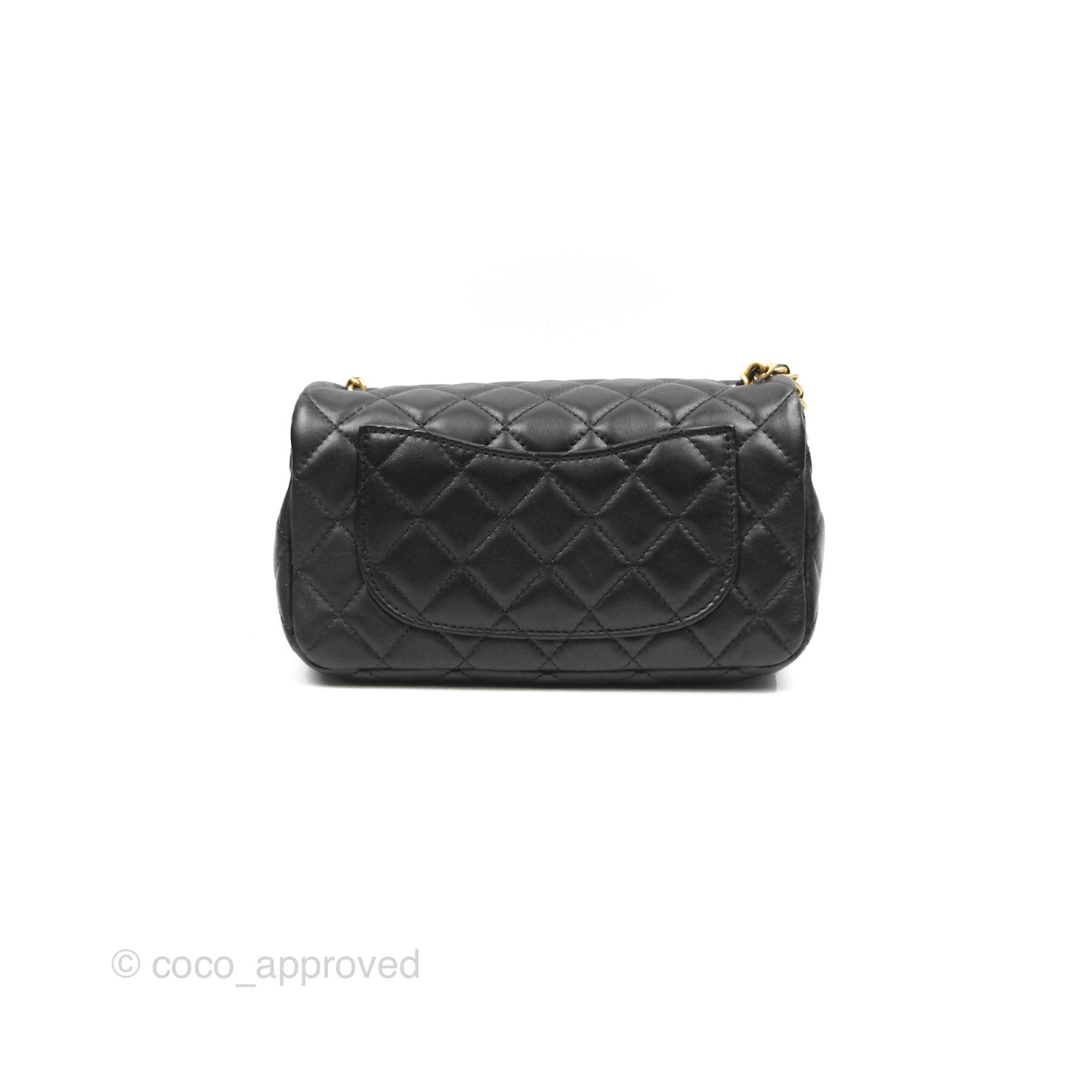 Chanel Pearl Crush Mini Rectangular Quilted Black Lambskin Aged Gold Hardware