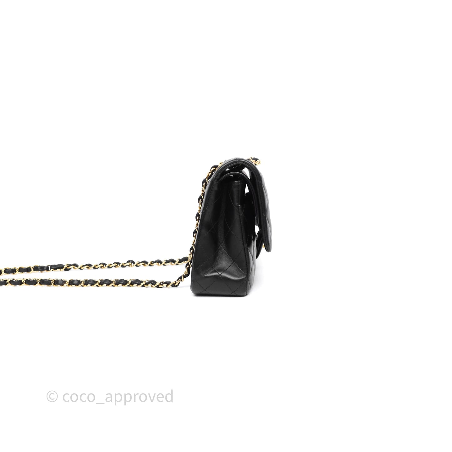 Chanel Classic M/L Medium Flap Quilted Black Lambskin Gold Hardware