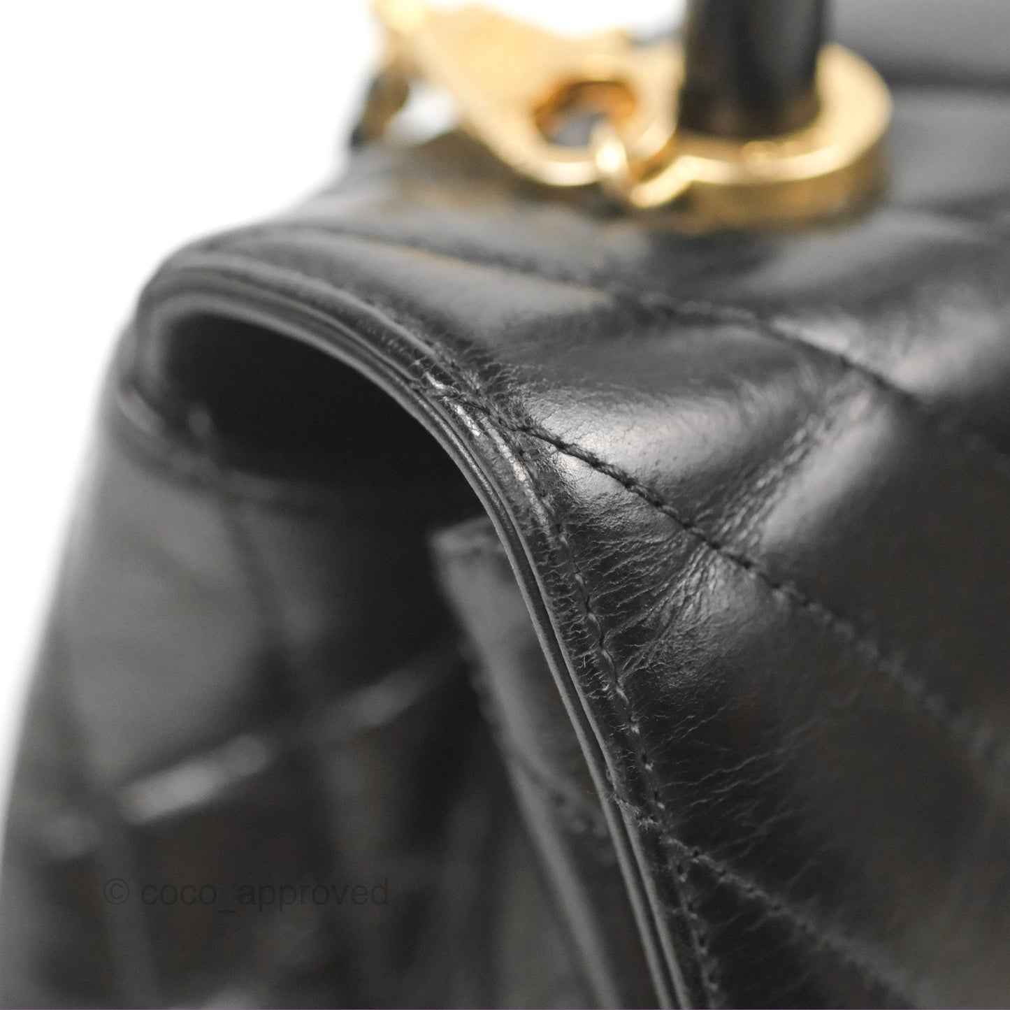 Chanel Chevron Small Coco Handle Black Shiny Aged Calfskin Aged Gold Hardware’s