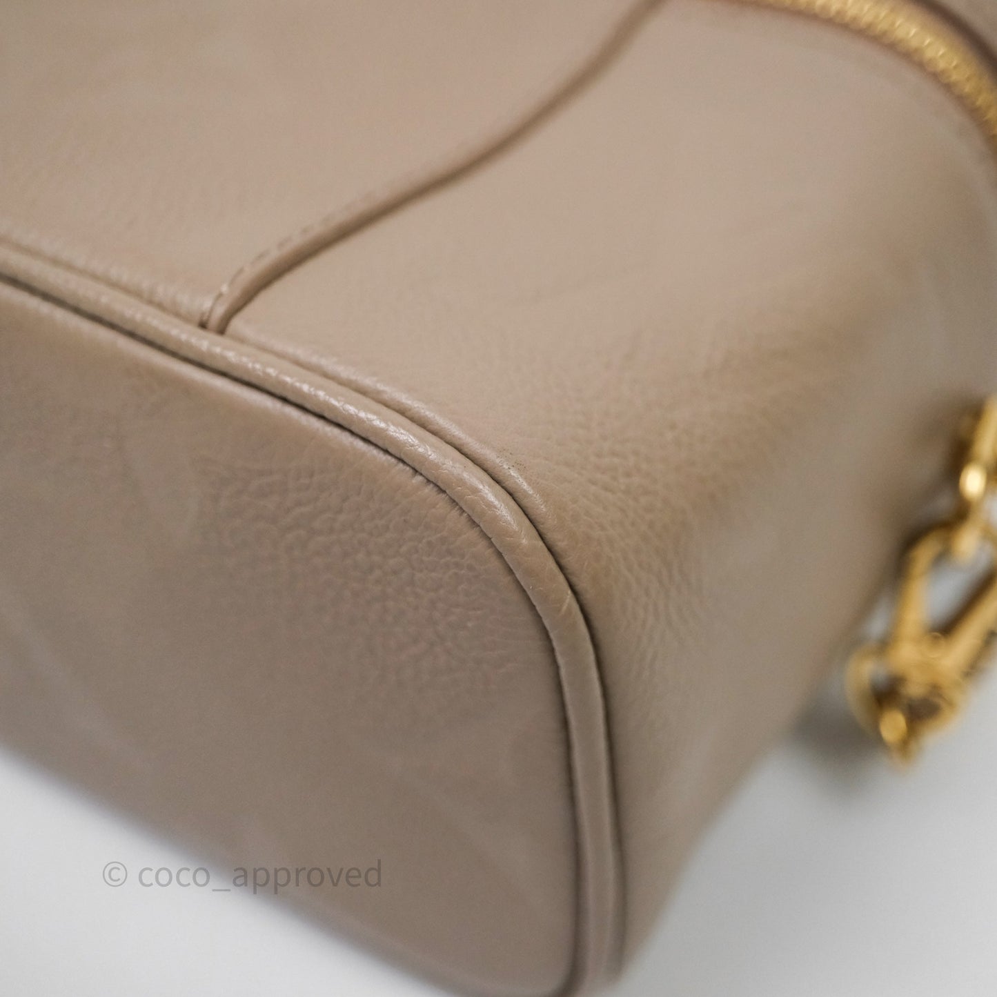 Louis Vuitton Monogram Empreinte Tourterelle Vanity PM Beige Gold Hardware