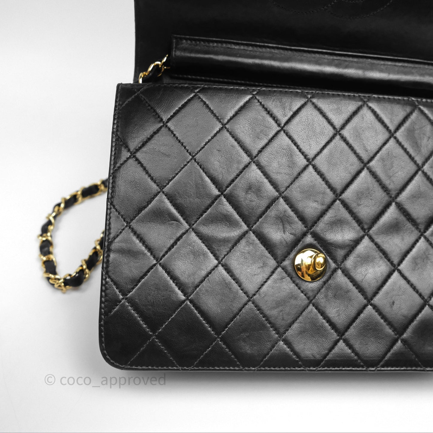 Chanel Vintage Quilted Flap Bag Black Lambskin 24K Gold Hardware