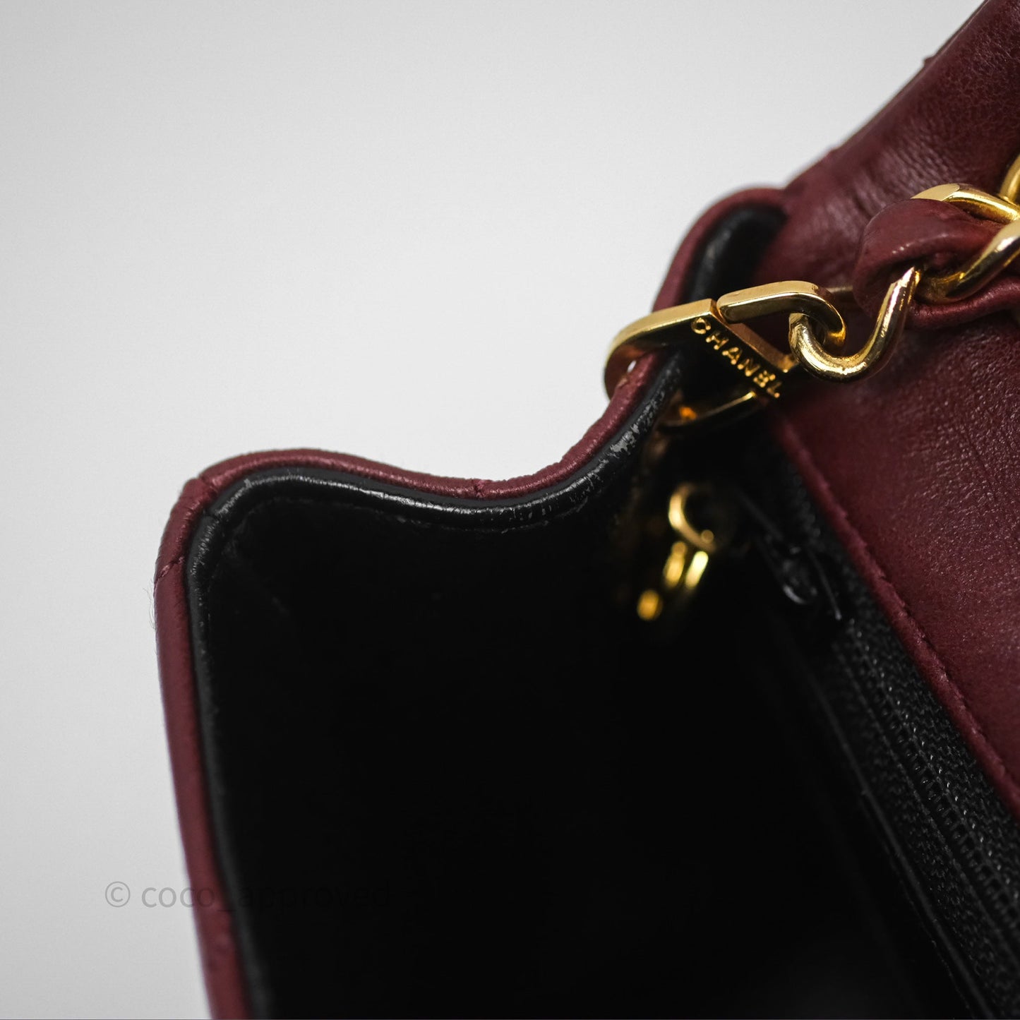 Chanel Vintage Mini Square Burgundy Lambskin 24K Gold Hardware