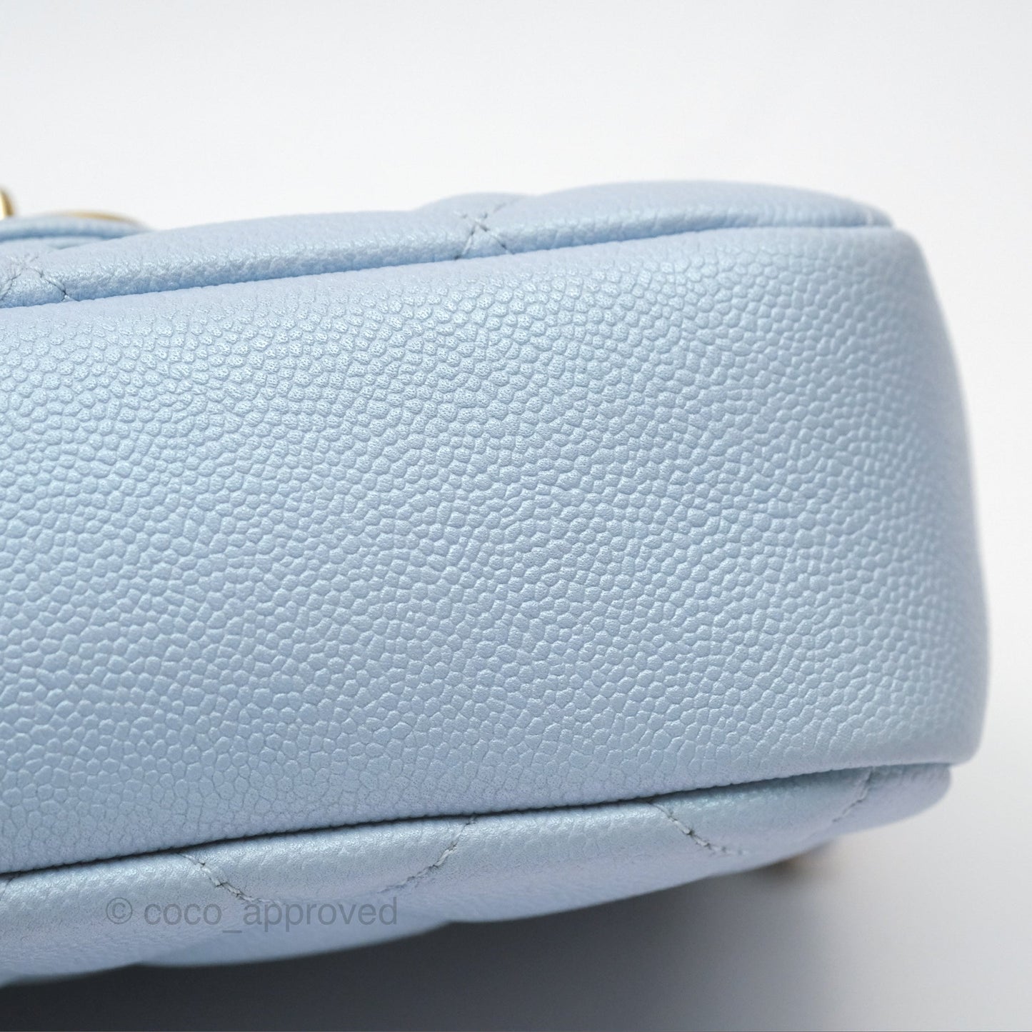Chanel Quilted My Perfect Mini Iridescent Blue Caviar Aged Gold Hardware