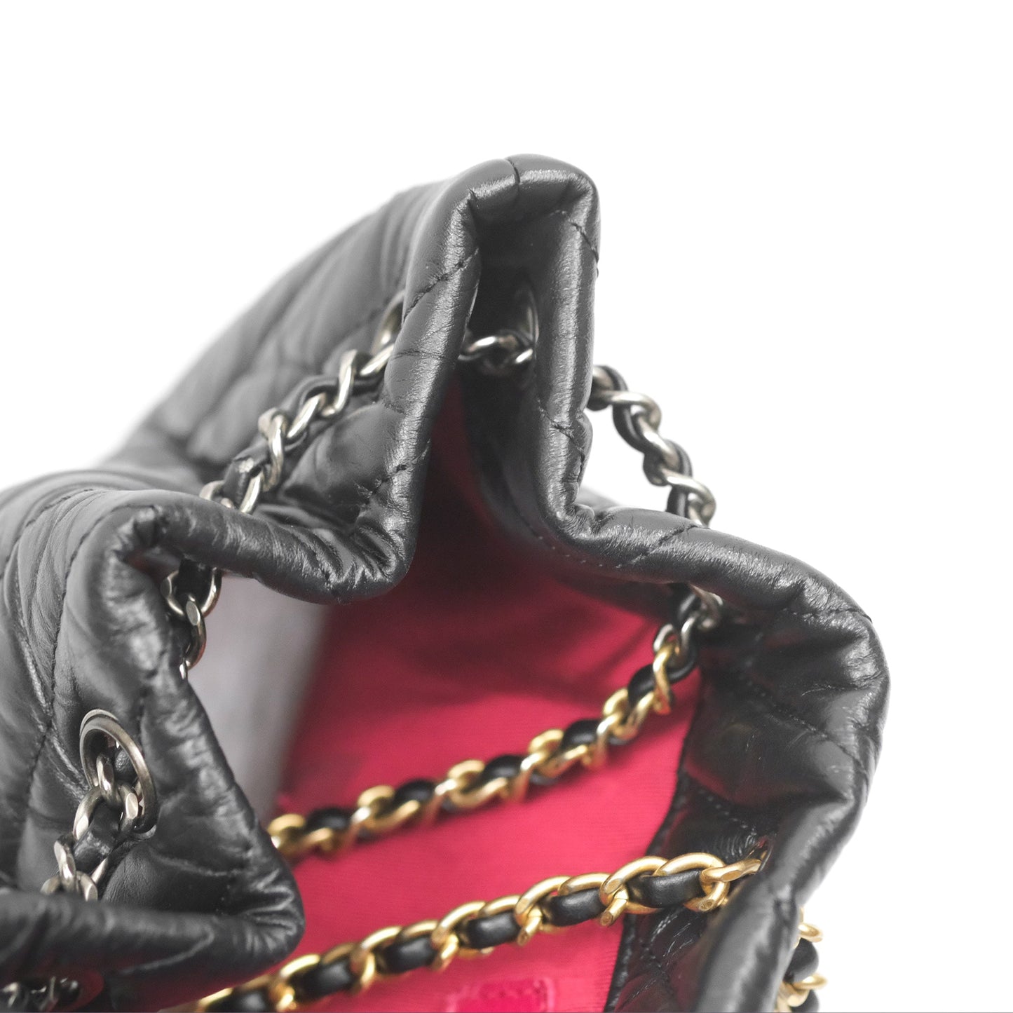 Chanel Medium Chevron Gabrielle Backpack Black Aged Calfskin
