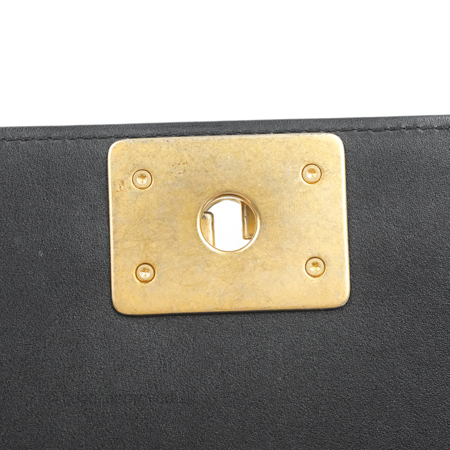 Chanel Quilted Medium Boy Black Calfskin Aged Gold Hardware