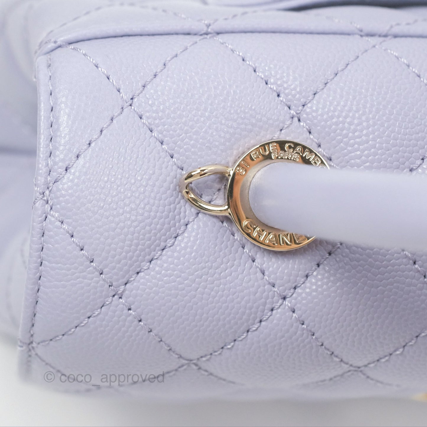 Chanel Small Coco Handle Lilac Caviar Gold Hardware