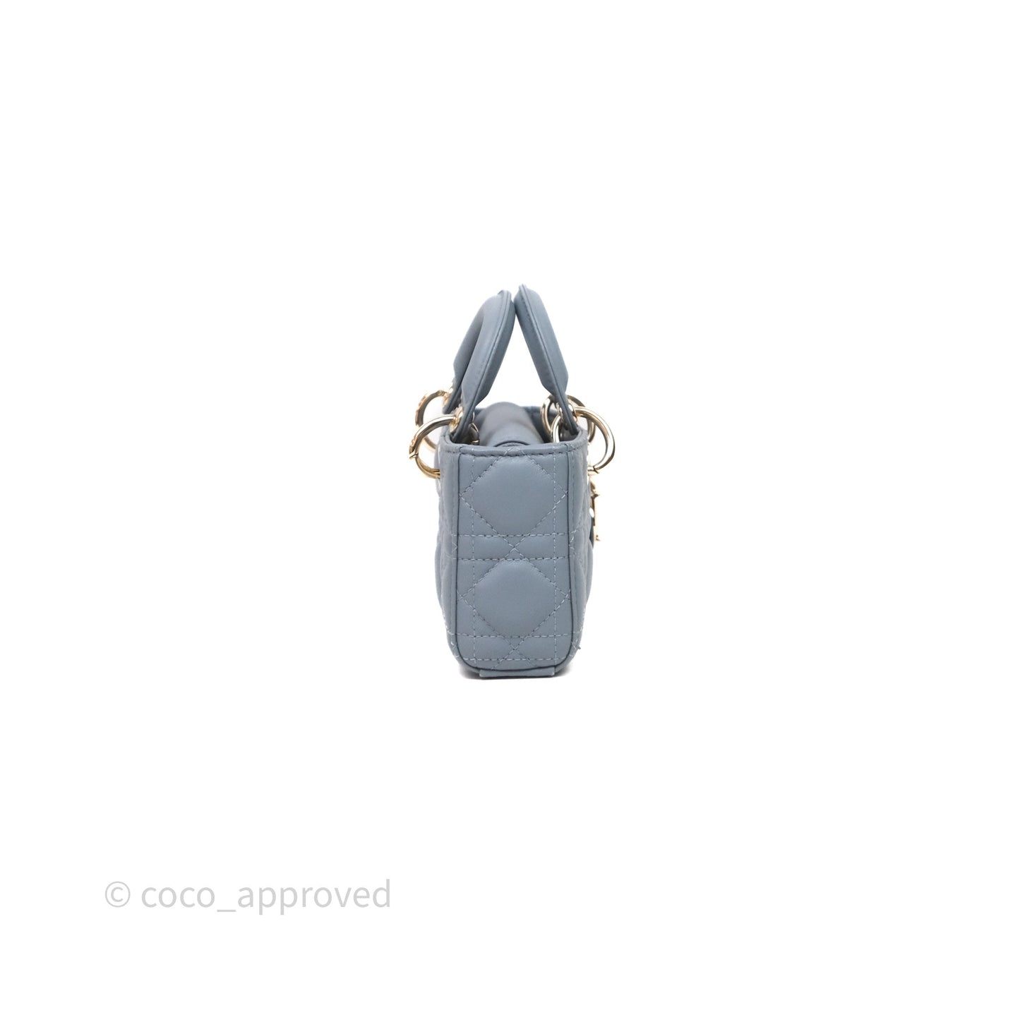 Christian Dior Micro Lady D-Joy Bag Blue Cannage Lambskin Light Gold Hardware