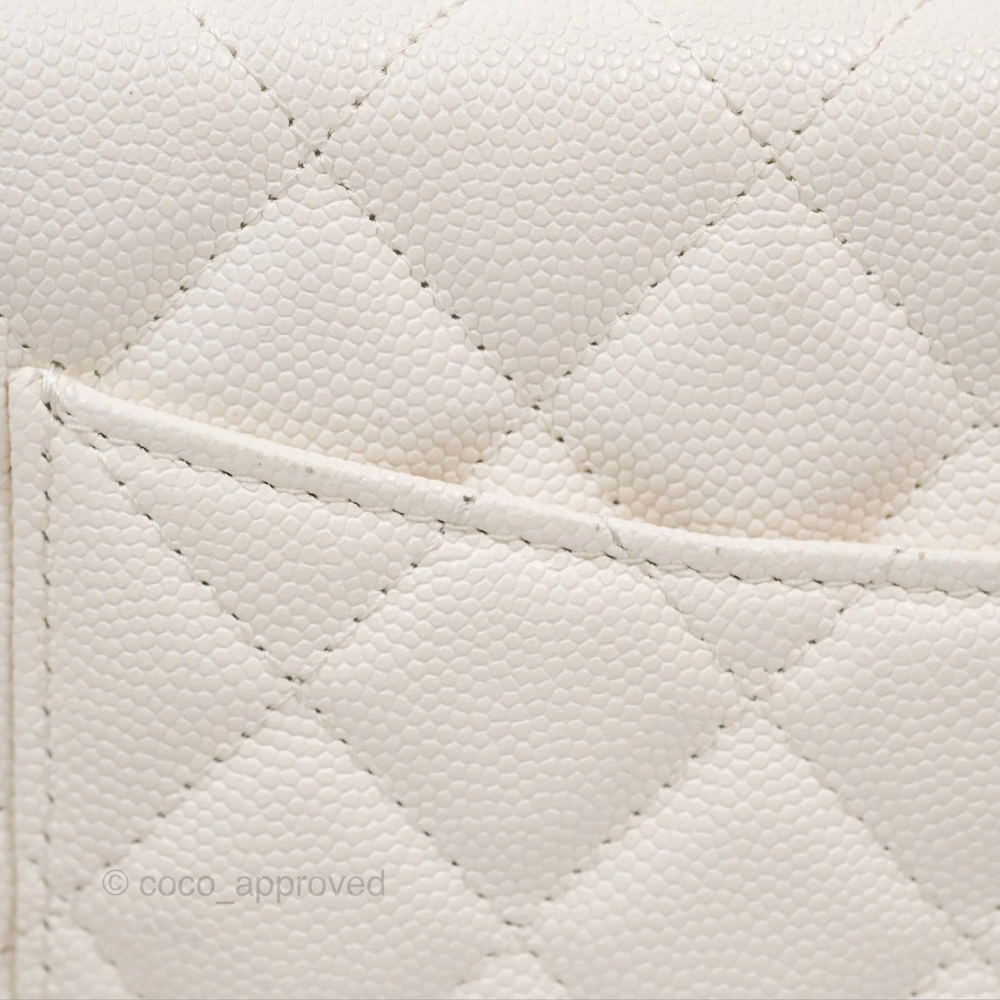 Chanel Quilted Wallet On Chain WOC With Charms White Caviar Gold Hardware