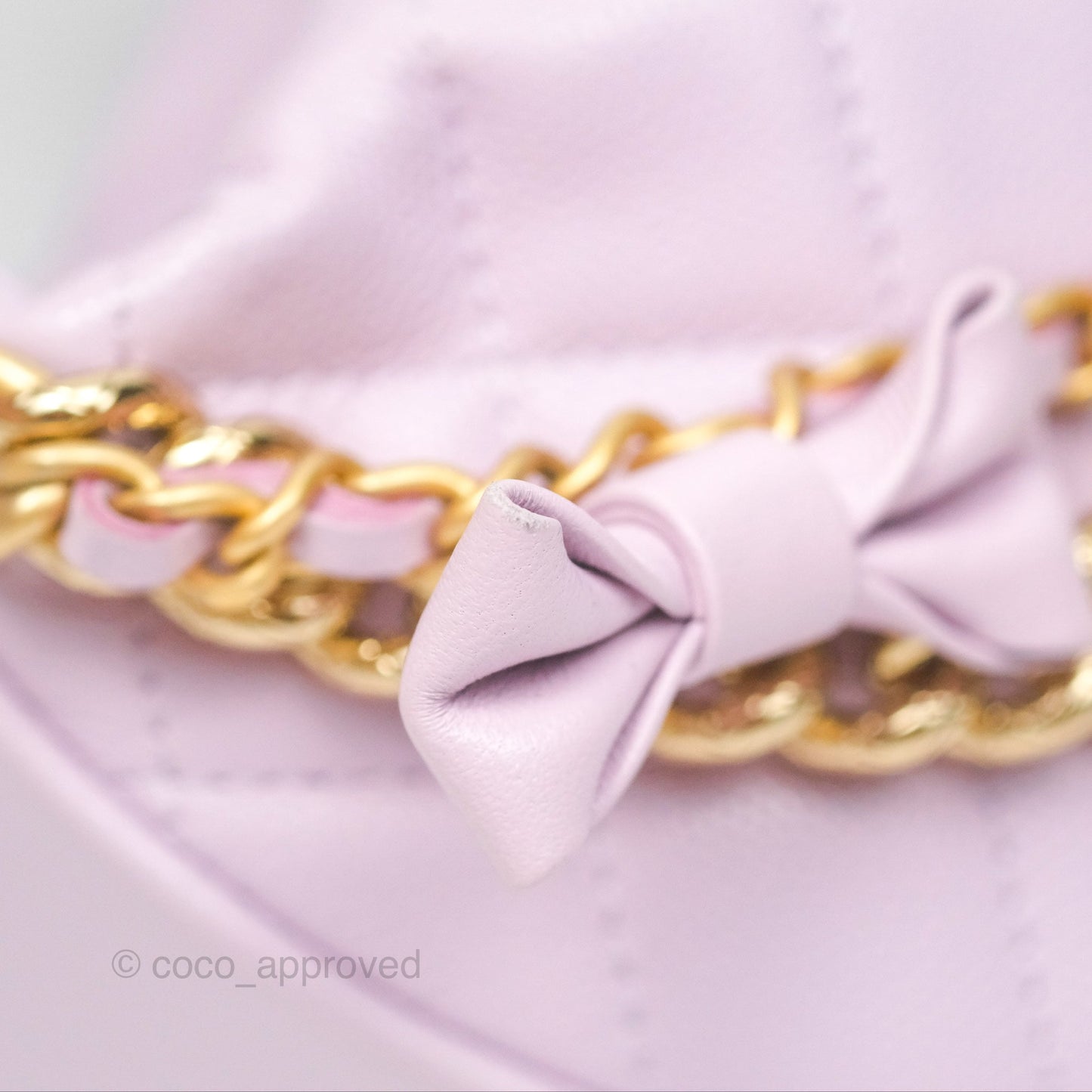 Chanel Bow Hobo Pouch Lilac Caviar Gold Hardware 24S