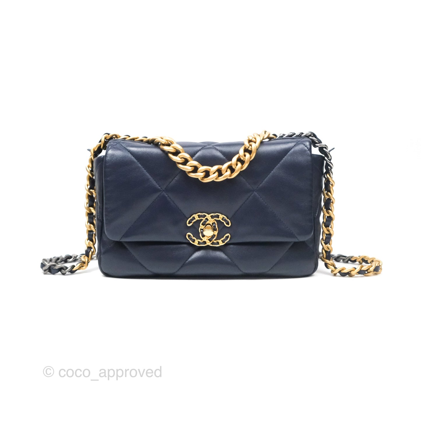Chanel 19 Small Dark Navy Mixed Hardware