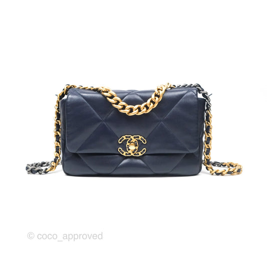 Chanel 19 Small Dark Navy Mixed Hardware