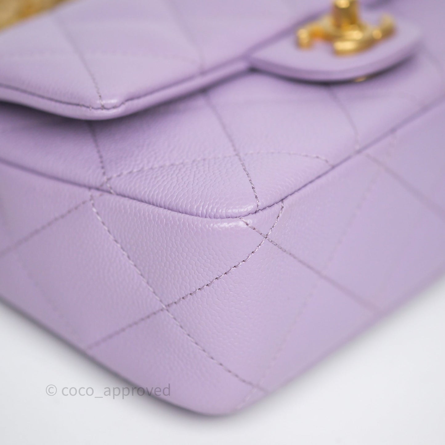 Chanel Heart Crush Mini Flap Bag Lilac Purple Caviar Aged Gold Hardware